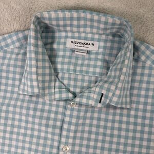 Mizzen+Main Shirt Mens 2XL White Blue Check Trim Performance Menswear‎ Button-Up